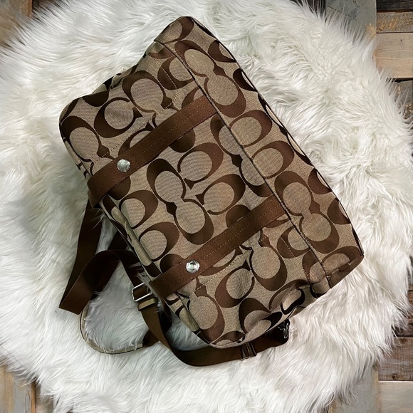 EUC. Rare! [Coach] Signature Brown Canvas Leather Large Monogram Duffle Bag | XL - Picture 15 of 16